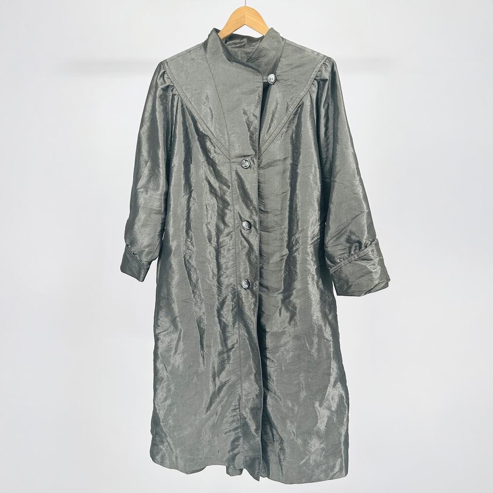 Vintage 80s Fashionbilt Iridescent Silver All Seasons Duster  Rain Coat